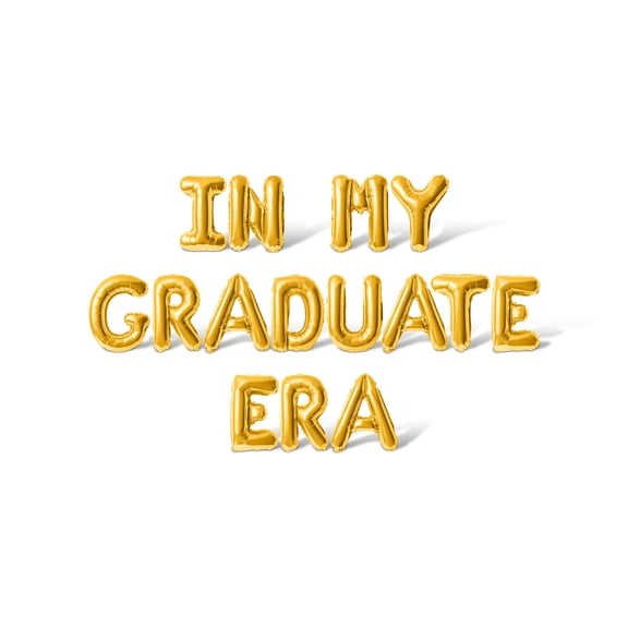 Letter Balloons - IN MY GRADUATION ERA 16" Inch Alphabet Letters Foil Mylar Balloon Graduation Day Party Banner (Gold)