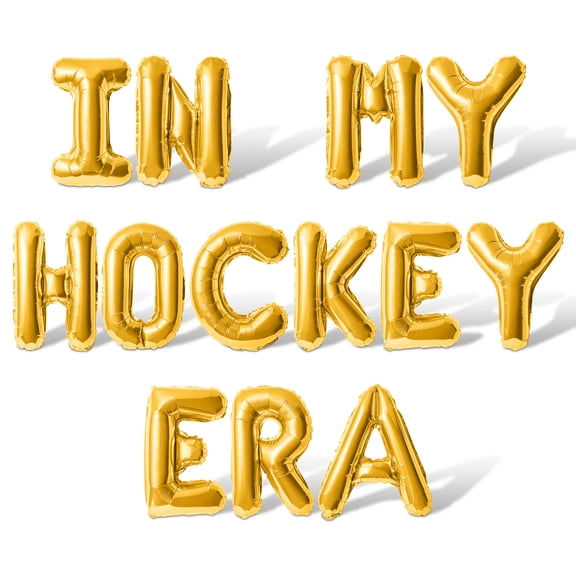Letter Balloons - IN MY HOCKEY ERA 16" Inch Alphabet Letters Foil Mylar Balloon Hockey Themed Birthday Party Banner (Gold)