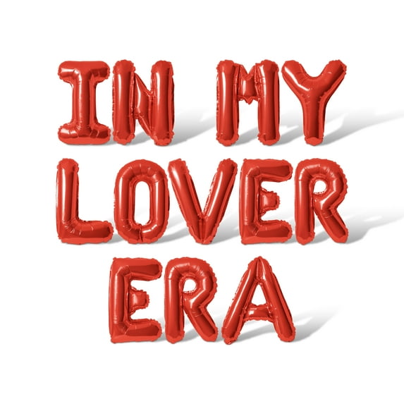 Letter Balloons - IN MY LOVER ERA 16" Inch Alphabet Letters Foil Mylar Balloon Bachelorette or Bridal Shower Party Banner (Red)