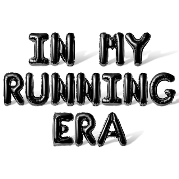 Letter Balloons - IN MY RUNNING ERA 16" Inch Alphabet Letters Foil Mylar Balloon Running Themed Birthday Party Banner (Black)
