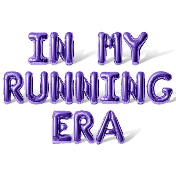Letter Balloons - IN MY RUNNING ERA 16" Inch Alphabet Letters Foil Mylar Balloon Running Themed Birthday Party Banner (Purple)