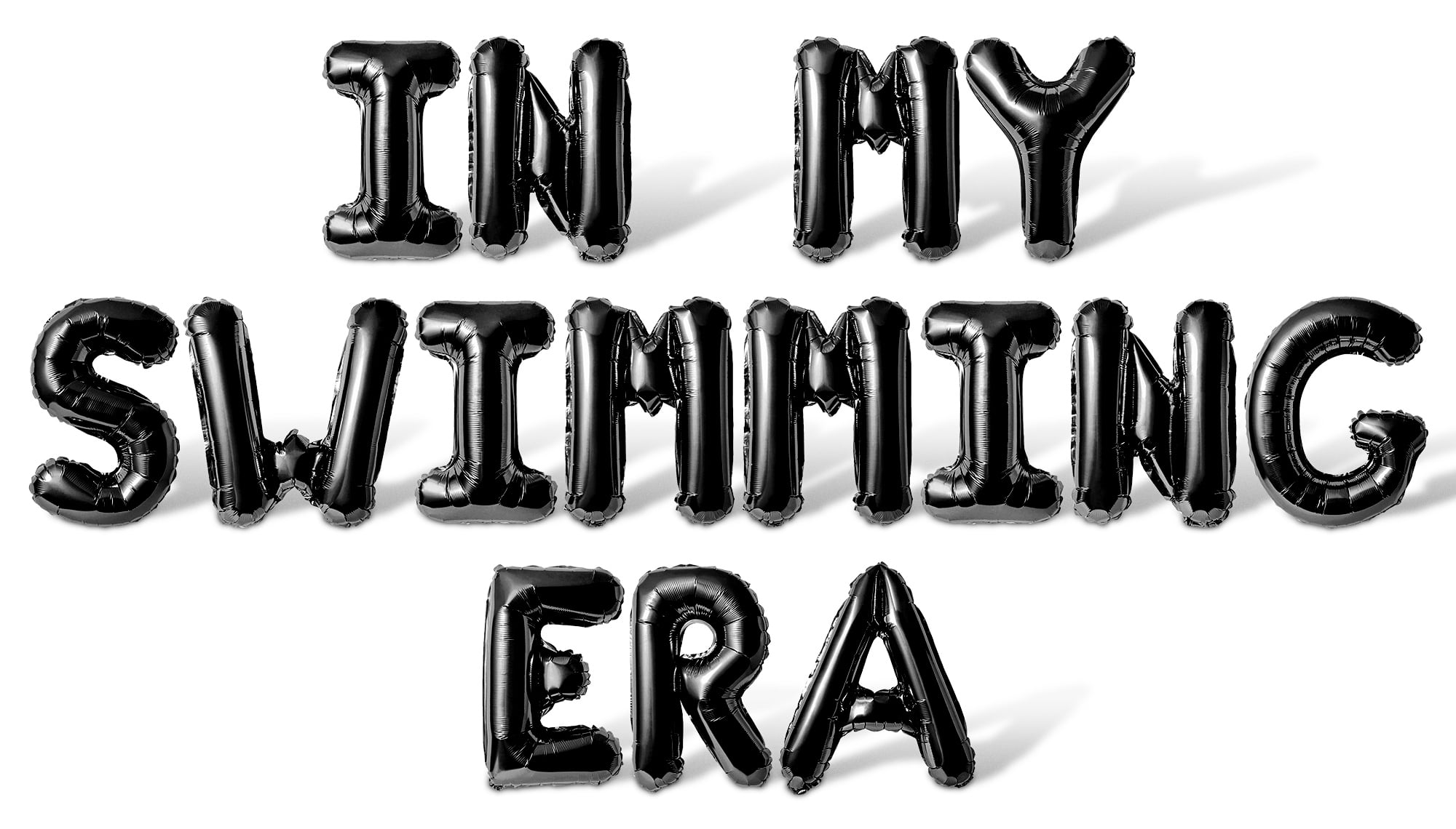 Letter Balloons - IN MY SWIMMING ERA 16" Inch Alphabet Letters Foil Mylar Balloon Swimming Themed Birthday Party Banner (Black)