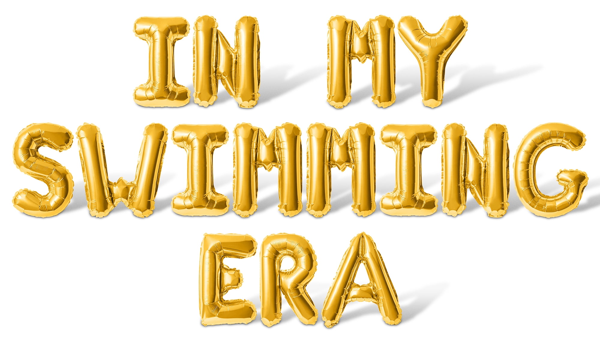 Letter Balloons - IN MY SWIMMING ERA 16" Inch Alphabet Letters Foil Mylar Balloon Swimming Themed Birthday Party Banner (Gold)