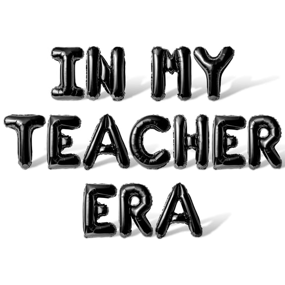 Letter Balloons - IN MY TEACHER ERA 16" Inch Alphabet Letters Foil Mylar Balloon Graduation Party Banner (Black)