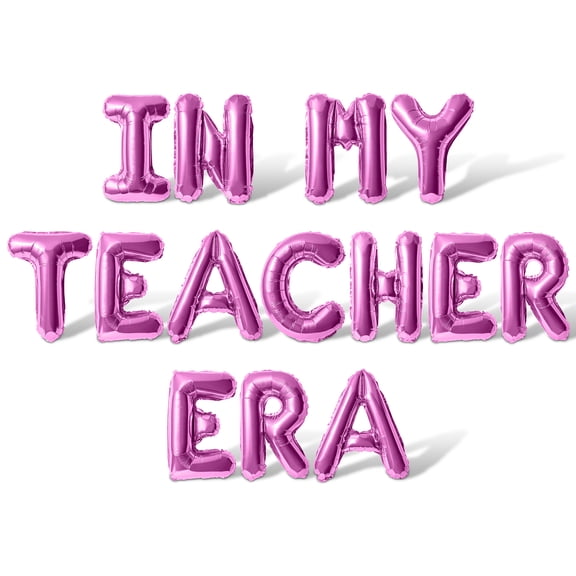 Letter Balloons - IN MY TEACHER ERA 16" Inch Alphabet Letters Foil Mylar Balloon Graduation Party Banner (Pink)