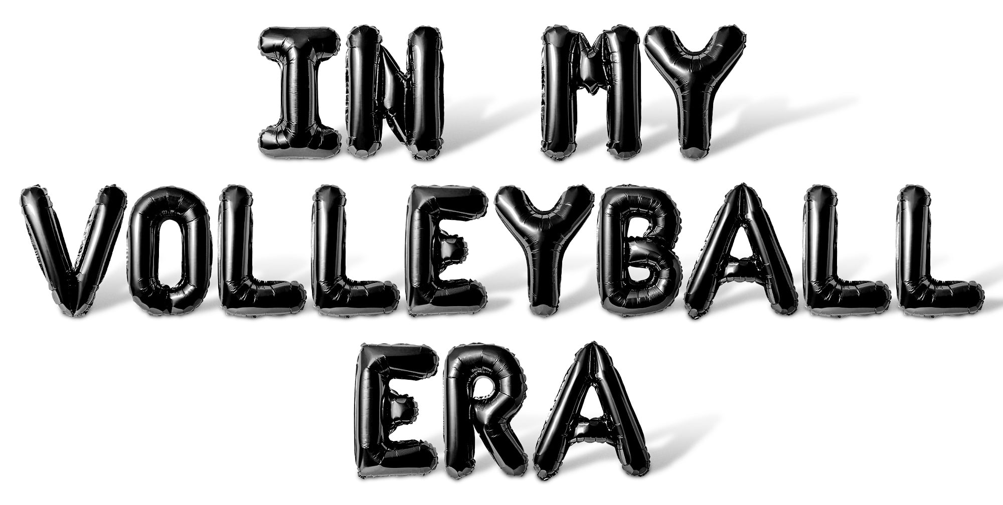 Letter Balloons - IN MY VOLLEYBALL ERA 16" Inch Alphabet Letters Foil Mylar Balloon Volleyball Themed Birthday Party Banner (Black)