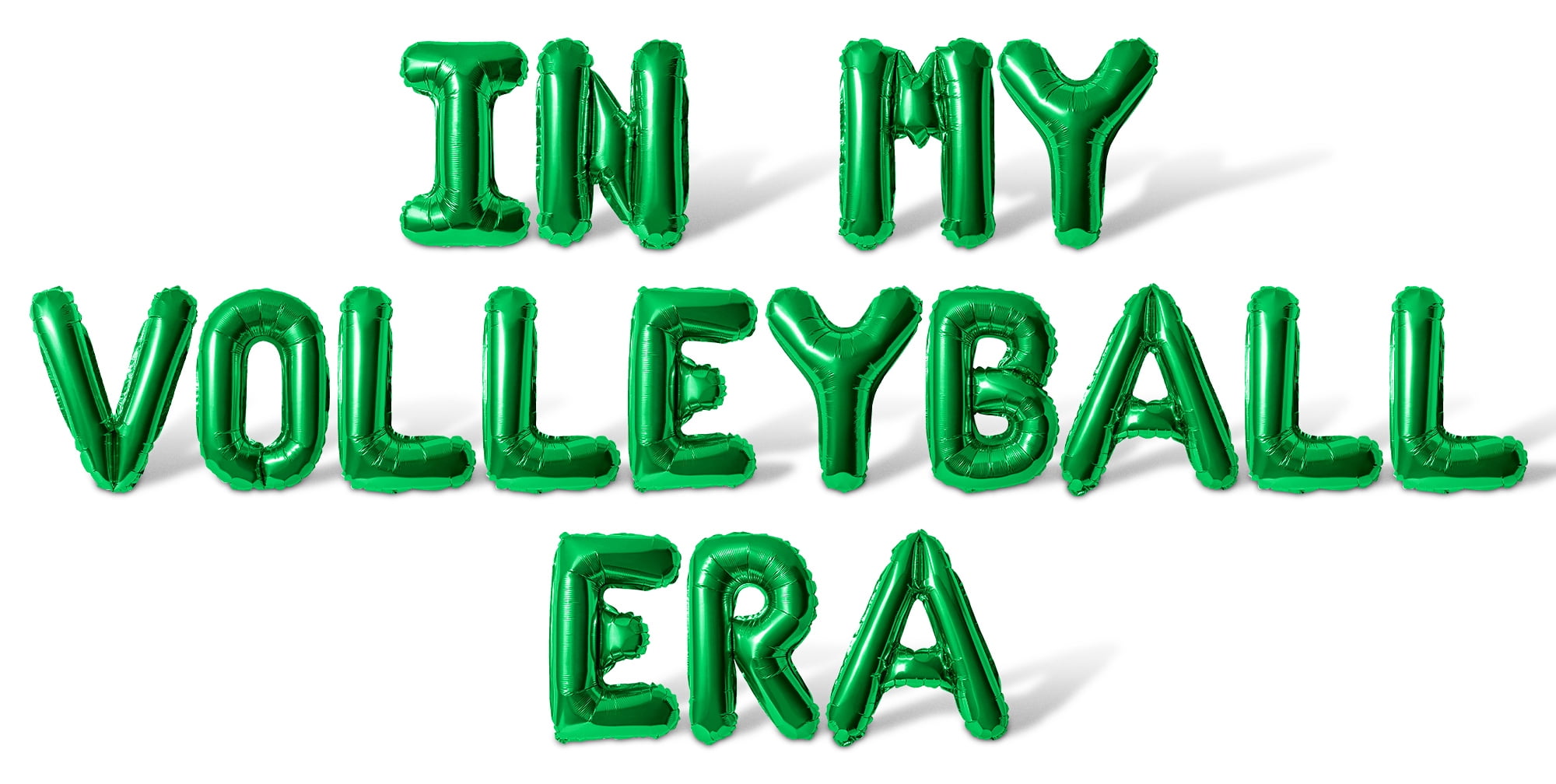 Letter Balloons - IN MY VOLLEYBALL ERA 16" Inch Alphabet Letters Foil Mylar Balloon Volleyball Themed Birthday Party Banner (Green)