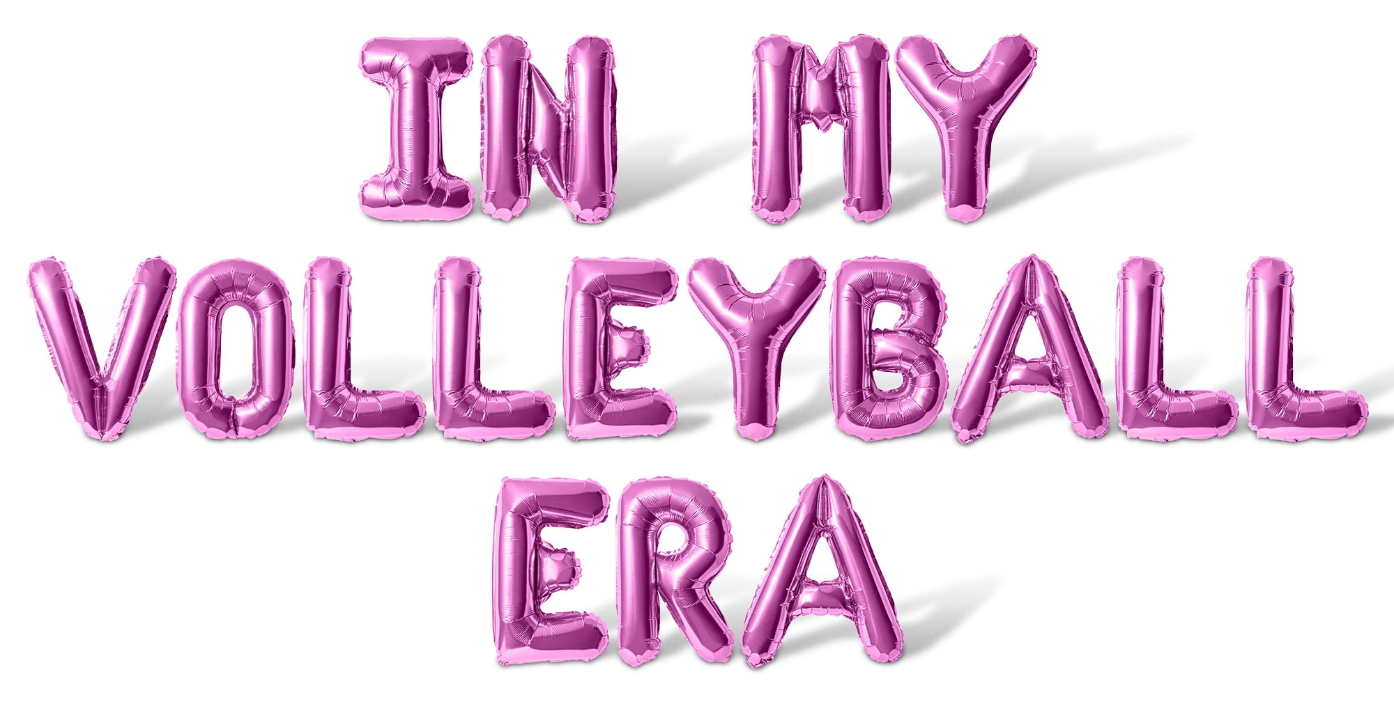 Letter Balloons - IN MY VOLLEYBALL ERA 16" Inch Alphabet Letters Foil Mylar Balloon Volleyball Themed Birthday Party Banner (Pink)