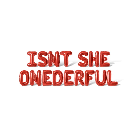 Letter Balloons - ISNT SHE ONEDERFUL 16" Inch Alphabet Letters Foil Mylar Balloon Birthday Party Banner (Red)