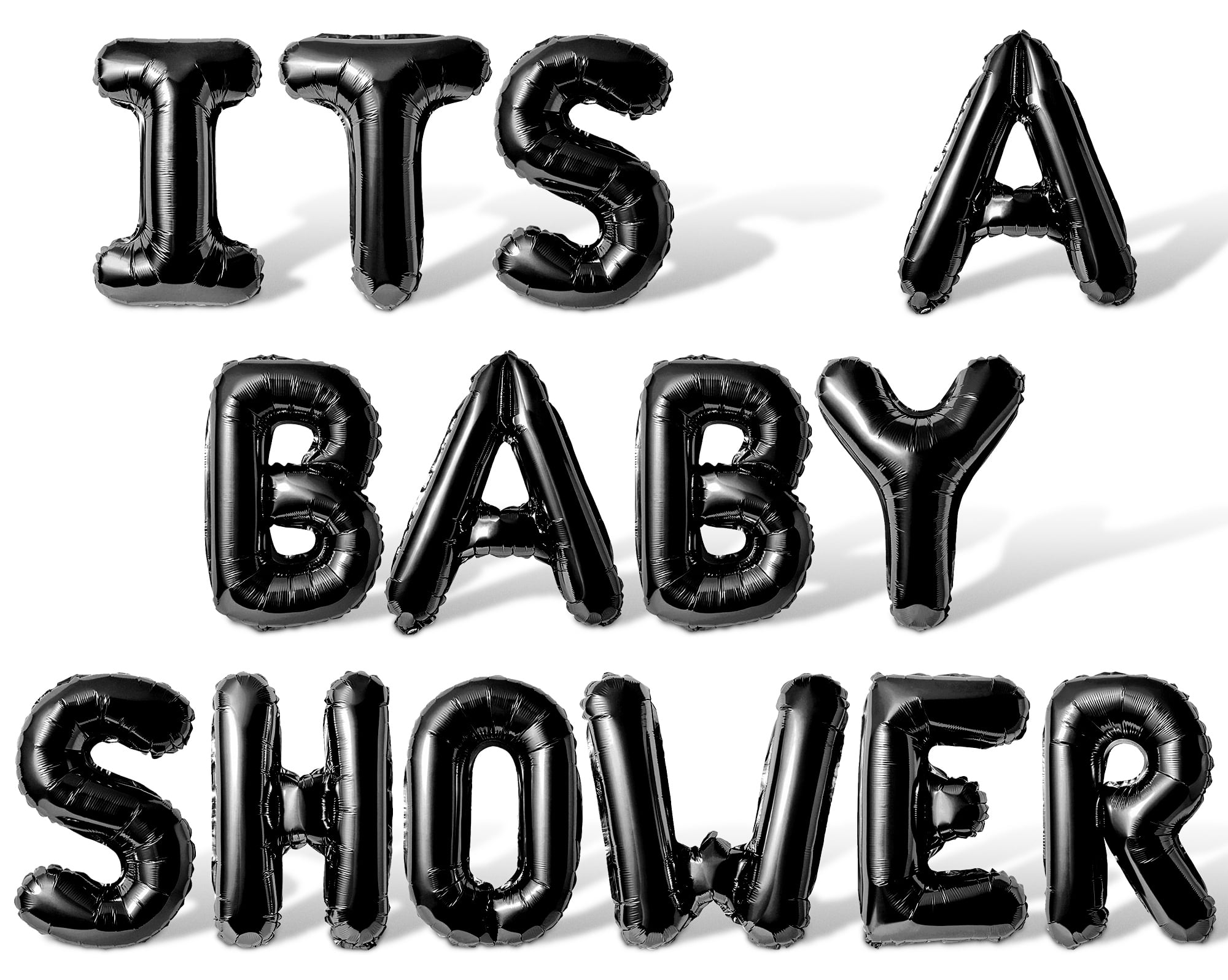 Letter Balloons - ITS A BABY SHOWER 16" Inch Alphabet Letters Foil Mylar Balloon Baby Shower Party Banner (Black)