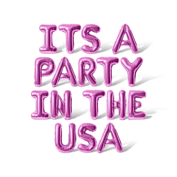 Letter Balloons - ITS A PARTY IN THE USA 16" Inch Alphabet Letters Foil Mylar Balloon 4th of July Party Banner (Pink)