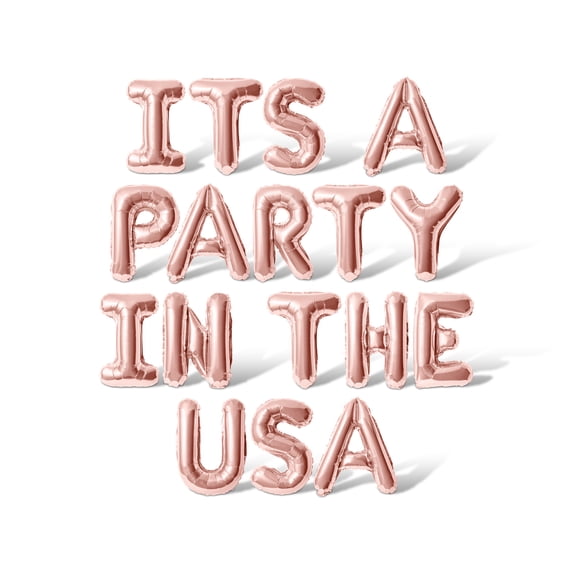 Letter Balloons - ITS A PARTY IN THE USA 16" Inch Alphabet Letters Foil Mylar Balloon 4th of July Party Banner (Rose Gold)