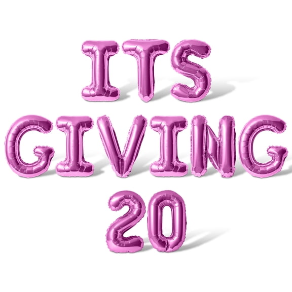 Letter Balloons - ITS GIVING 20 16" Inch Alphabet Letters Foil Mylar Balloon 20th Birthday Party Banner (Pink)