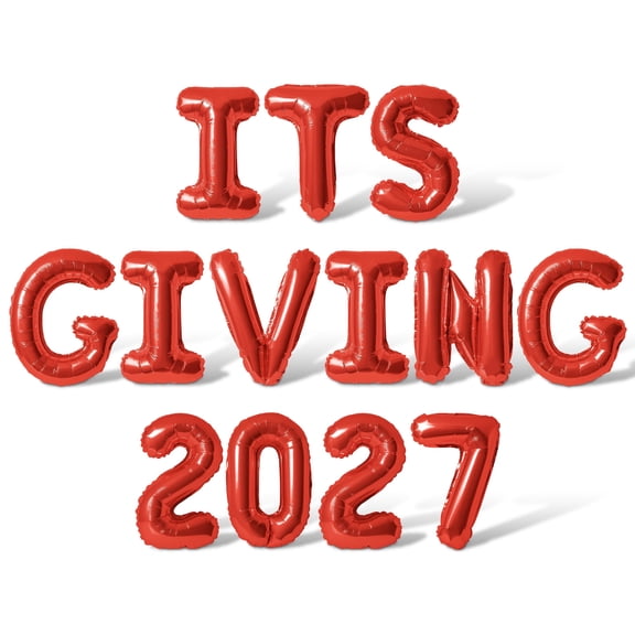 Letter Balloons - ITS GIVING 2027 16" Inch Alphabet Letters Foil Mylar Balloon New Years Party Banner (Red)