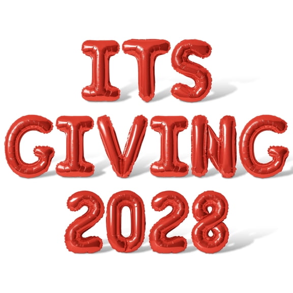Letter Balloons - ITS GIVING 2028 16" Inch Alphabet Letters Foil Mylar Balloon New Years Party Banner (Red)