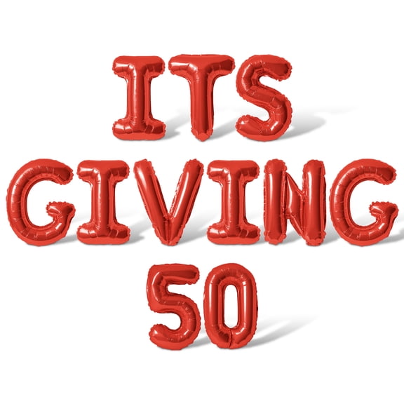 Letter Balloons - ITS GIVING 50 16" Inch Alphabet Letters Foil Mylar Balloon 50th Birthday Party Banner (Red)