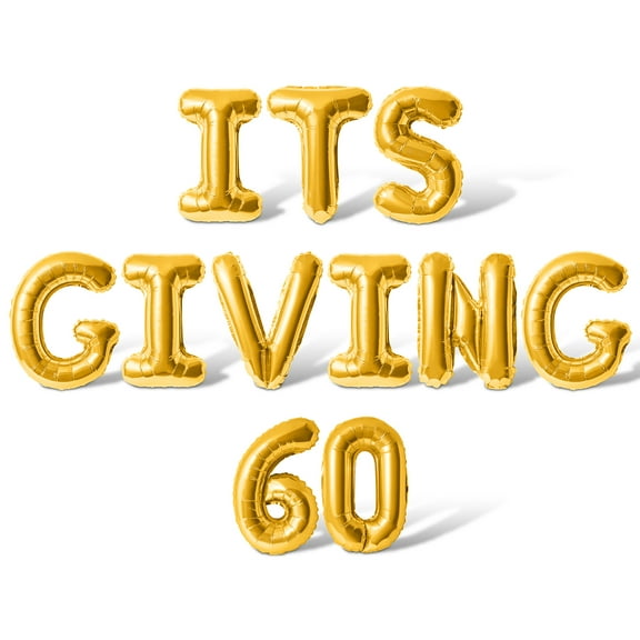Letter Balloons - ITS GIVING 60 16" Inch Alphabet Letters Foil Mylar Balloon 60th Birthday Party Banner (Gold)