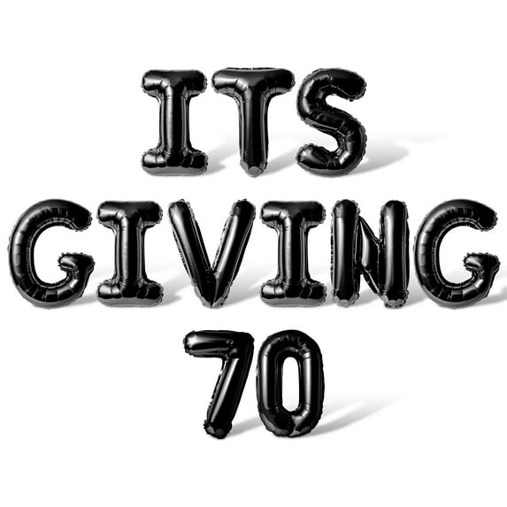 Letter Balloons - ITS GIVING 70 16" Inch Alphabet Letters Foil Mylar Balloon 70th Birthday Party Banner (Black)