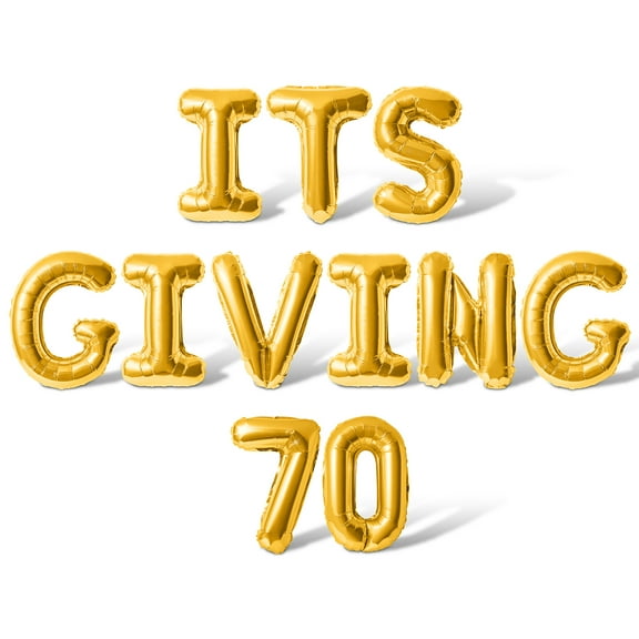 Letter Balloons - ITS GIVING 70 16" Inch Alphabet Letters Foil Mylar Balloon 70th Birthday Party Banner (Gold)