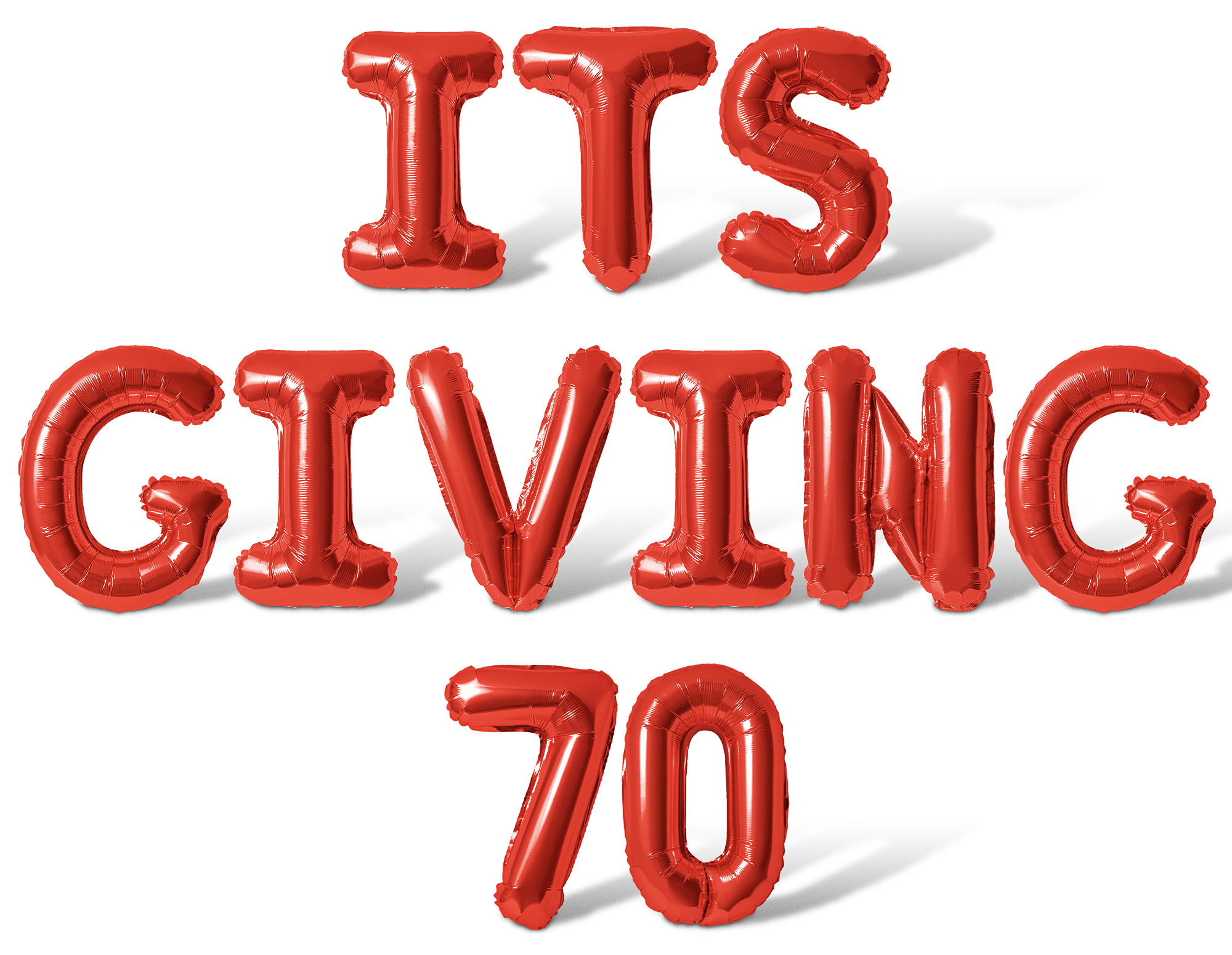 70th Red Lettering Letter Balloons - ITS GIVING 70 16