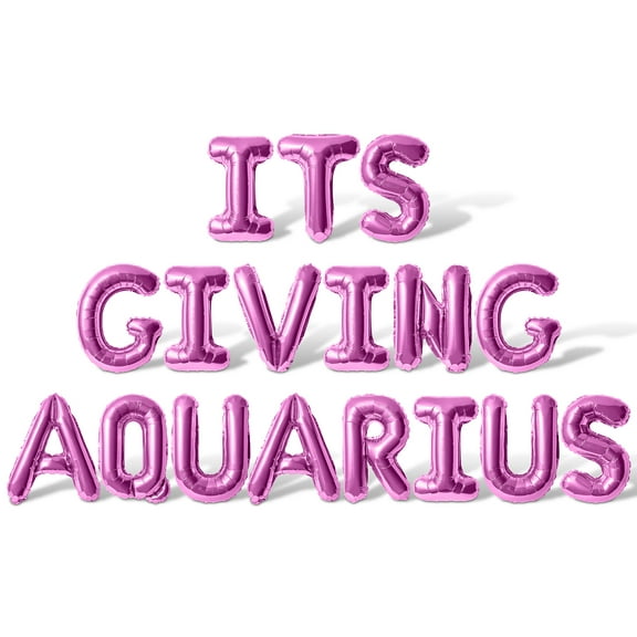 Letter Balloons - ITS GIVING AQUARIUS 16" Inch Alphabet Letters Foil Mylar Balloon Aquarius Birthday Party Banner (Pink)
