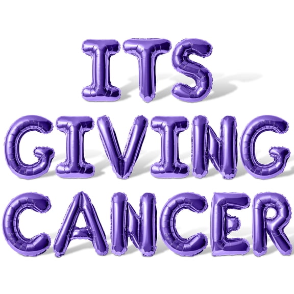 Letter Balloons - ITS GIVING CANCER 16" Inch Alphabet Letters Foil Mylar Balloon Gemini Birthday Party Banner (Purple)