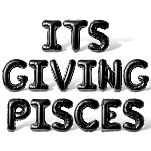 Letter Balloons - ITS GIVING PISCES 16" Inch Alphabet Letters Foil Mylar Balloon Pisces Birthday Party Banner (Black)