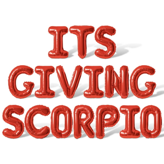 Letter Balloons - ITS GIVING SCORPIO 16" Inch Alphabet Letters Foil Mylar Balloon Scorpio Birthday Party Banner (Red)