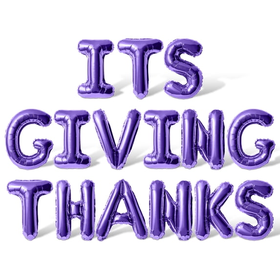 Letter Balloons - ITS GIVING THANKS 16" Inch Alphabet Letters Foil Mylar Balloon Thanksgiving Party Banner (Purple)