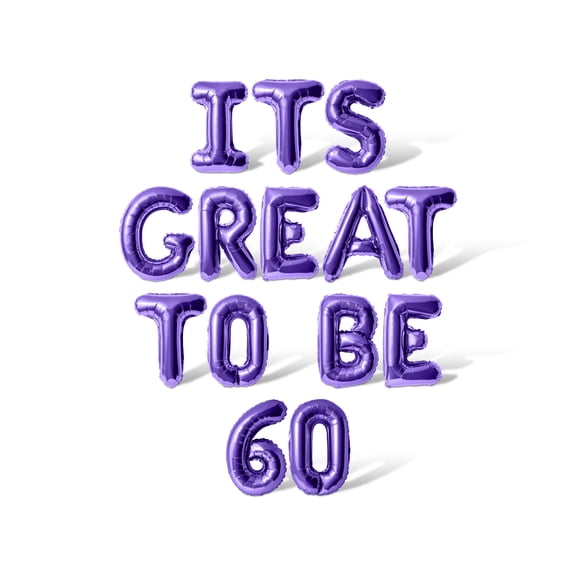 Letter Balloons - ITS GREAT TO BE 60 16" Inch Alphabet Letters Foil Mylar Balloon Birthday Party Banner (Purple)