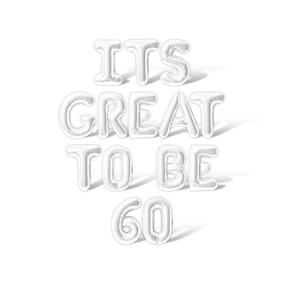 Letter Balloons - ITS GREAT TO BE 60 16" Inch Alphabet Letters Foil Mylar Balloon Birthday Party Banner (White)
