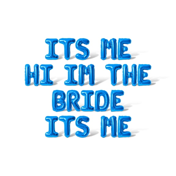 Letter Balloons - ITS ME HI IM THE BRIDE ITS ME 16" Inch Alphabet Letters Foil Mylar Balloon Bachelorette or Bridal Shower Party Banner (Blue)