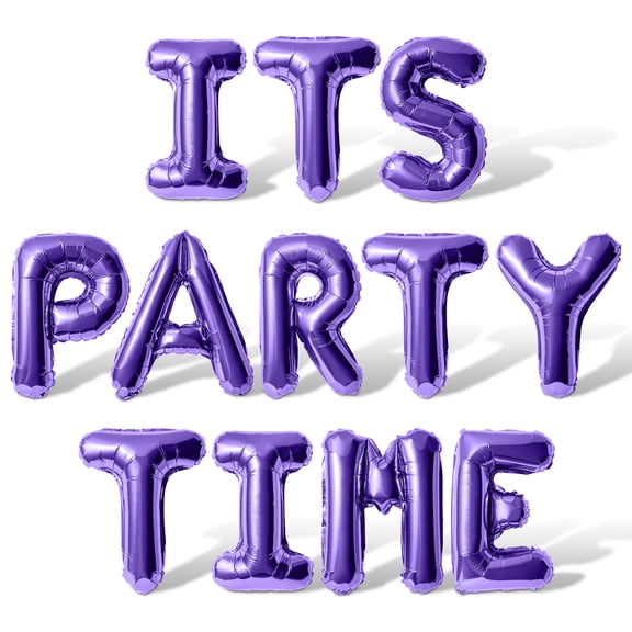 Letter Balloons - ITS PARTY TIME 16" Inch Alphabet Letters Foil Mylar Balloon Birthday Party Banner (Purple)