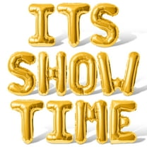Letter Balloons - ITS SHOW TIME 16" Inch Alphabet Letters Foil Mylar Balloon Birthday Party Banner (Gold)
