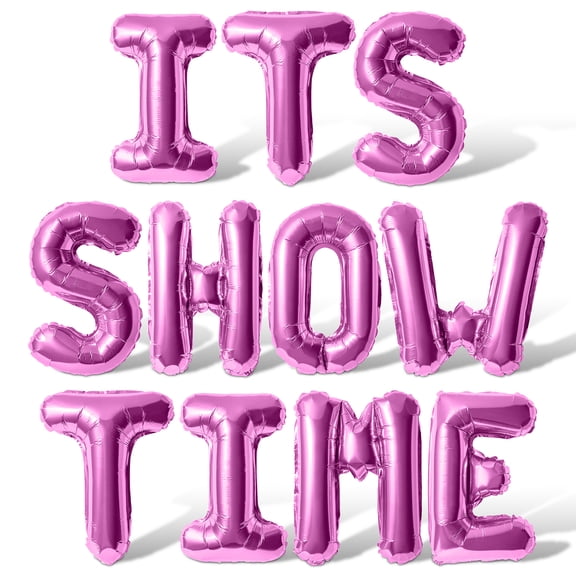 Letter Balloons - ITS SHOW TIME 16" Inch Alphabet Letters Foil Mylar Balloon Birthday Party Banner (Pink)