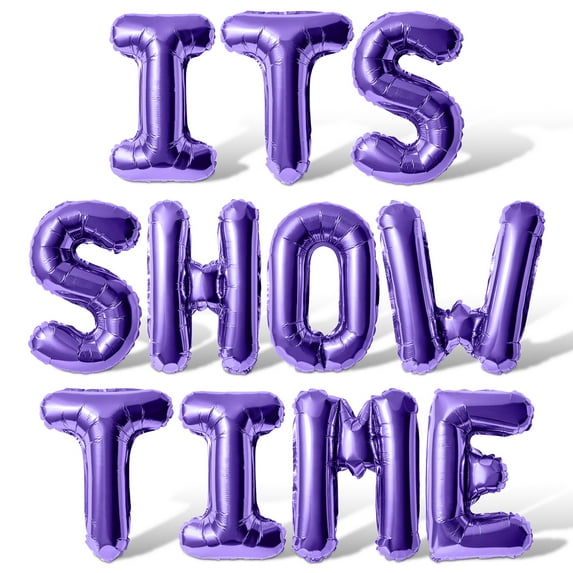 Letter Balloons - ITS SHOW TIME 16" Inch Alphabet Letters Foil Mylar Balloon Birthday Party Banner (Purple)