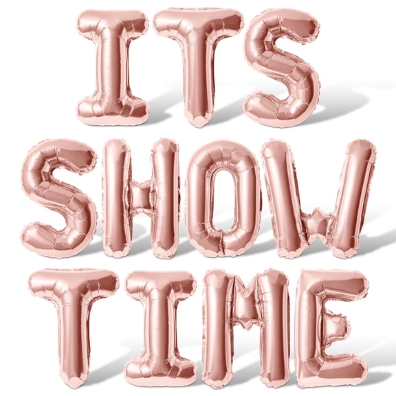 Letter Balloons - ITS SHOW TIME 16" Inch Alphabet Letters Foil Mylar Balloon Birthday Party Banner (Rose Gold)