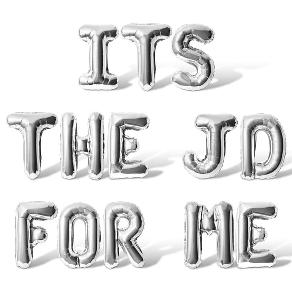 Letter Balloons - ITS THE JD FOR ME 16" Inch Alphabet Letters Foil Mylar Balloon Law School Graduation Party Banner (Silver)