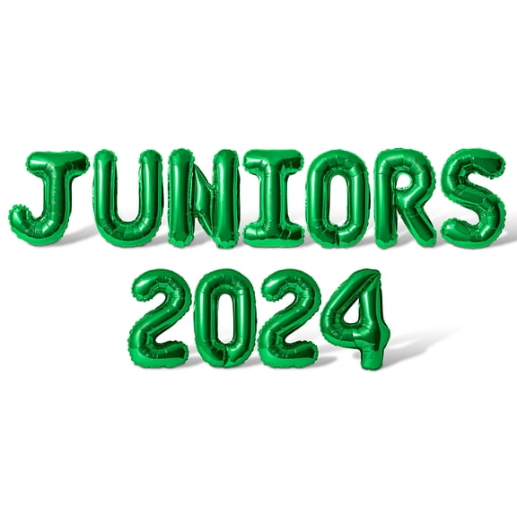 Letter Balloons - JUNIORS 2024 16" Inch Alphabet Letters Foil Mylar Balloon Junior Year Party Banner (Green)