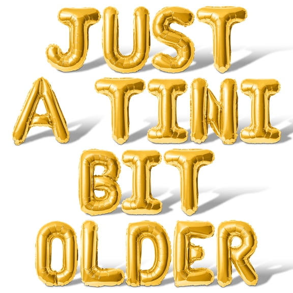 Letter Balloons - JUST A TINI BIT OLDER 16" Inch Alphabet Letters Foil Mylar Balloon Birthday Party Banner (Gold)