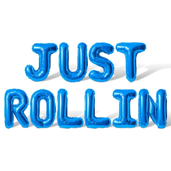 Letter Balloons - JUST ROLLIN 16" Inch Alphabet Letters Foil Mylar Balloon Roller Skating Birthday Party Banner (Blue)
