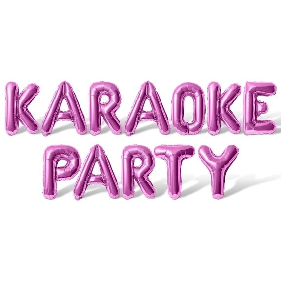 Letter Balloons - KARAOKE PARTY 16" Inch Alphabet Letters Foil Mylar Balloon Karaoke Birthday Party Banner (Pink)