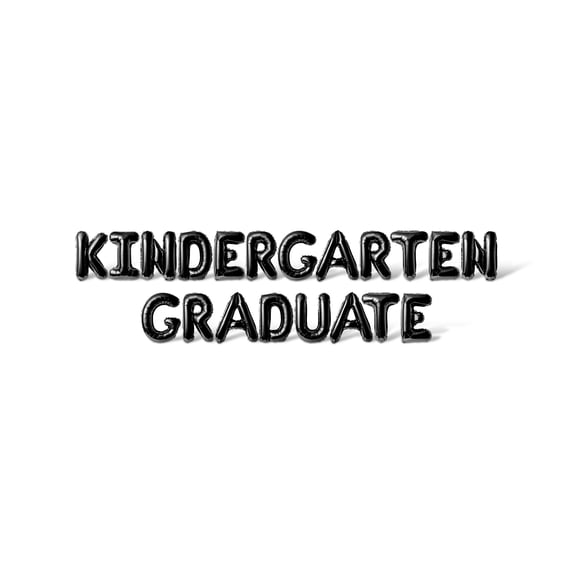 Letter Balloons - KINDERGARTEN GRADUATE 16" Inch Alphabet Letters Foil Mylar Balloon Graduation Day Party Banner (Black)