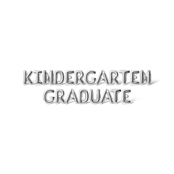 Letter Balloons - KINDERGARTEN GRADUATE 16" Inch Alphabet Letters Foil Mylar Balloon Graduation Day Party Banner (Silver)