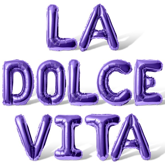 Letter Balloons - LA DOLCE VITA 16" Inch Alphabet Letters Foil Mylar Balloon Bachelorette Party Banner (Purple)