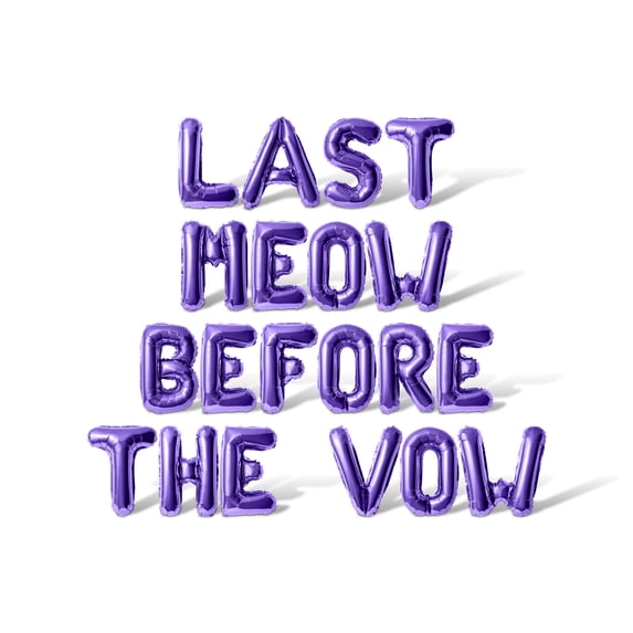 Letter Balloons - LAST MEOW BEFORE THE VOW 16" Inch Alphabet Letters Foil Mylar Balloon Bachelorette or Bridal Shower Party Banner (Purple)