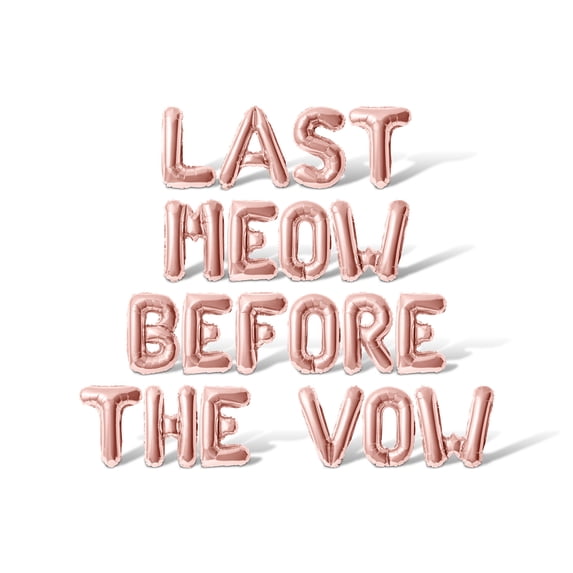 Letter Balloons - LAST MEOW BEFORE THE VOW 16" Inch Alphabet Letters Foil Mylar Balloon Bachelorette or Bridal Shower Party Banner (Rose Gold)