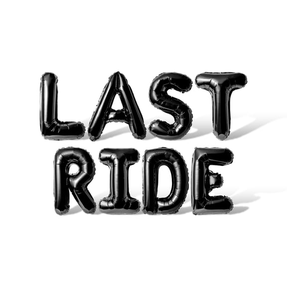 Letter Balloons - LAST RIDE 16" Inch Alphabet Letters Foil Mylar Balloon Bachelorette or Bridal Shower Party Banner (Black)