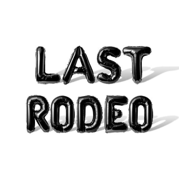 Letter Balloons - LAST RODEO 16" Inch Alphabet Letters Foil Mylar Balloon Bachelorette Party or Bridal Shower Banner (Black)
