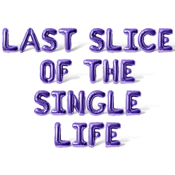 Letter Balloons - LAST SLICE OF THE SINGLE LIFE 16" Inch Alphabet Letters Foil Mylar Balloon Bachelorette Party Banner (Purple)